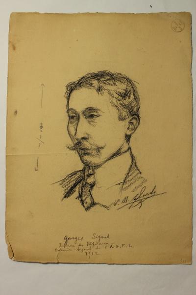 Caricature du docteur Georges Sigaud, Stéphane Lamarche, 1912 achevé en