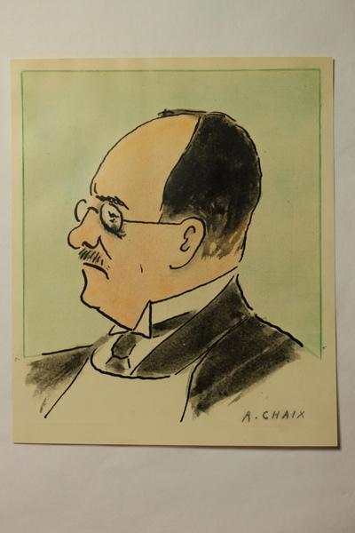 Caricature du docteur J. Chalier, A Chaix, 1900-1950