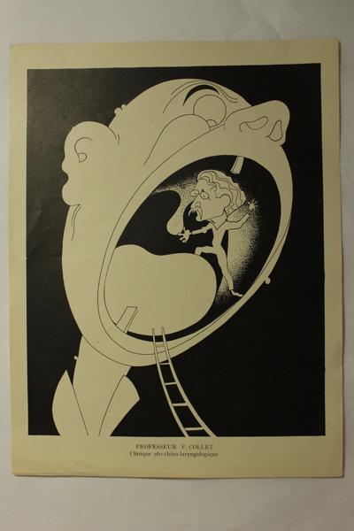 Caricature du professeur F Collet - Clinique ORL, Jan Mara, 1927 achevé en