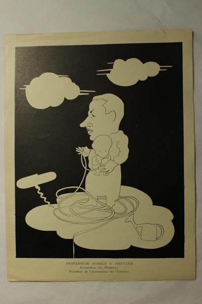 Caricature du professeur agrégé S. Rhenter - Accoucheur des hôpitaux - Président de l'association de l'Internat, Jan Mara, 1927 achevé en