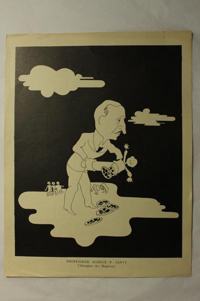Caricature du professeur agrégé P Santy - Chirurgien des hôpitaux, Jan Mara, 1927 achevé en