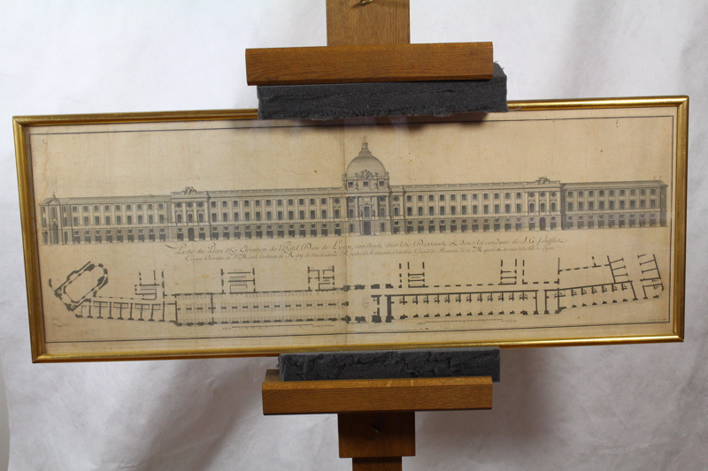 Plan en coupe et en élévation de la façade de l’Hôtel Dieu de Lyon, François Noël Sellier, 1755-1773