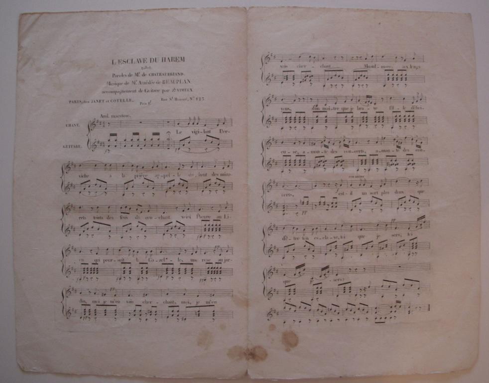 L'esclave du harem / Ballade de Mr de Chateaubriant / Musique de A. de Beauplan (titre incrit)_0