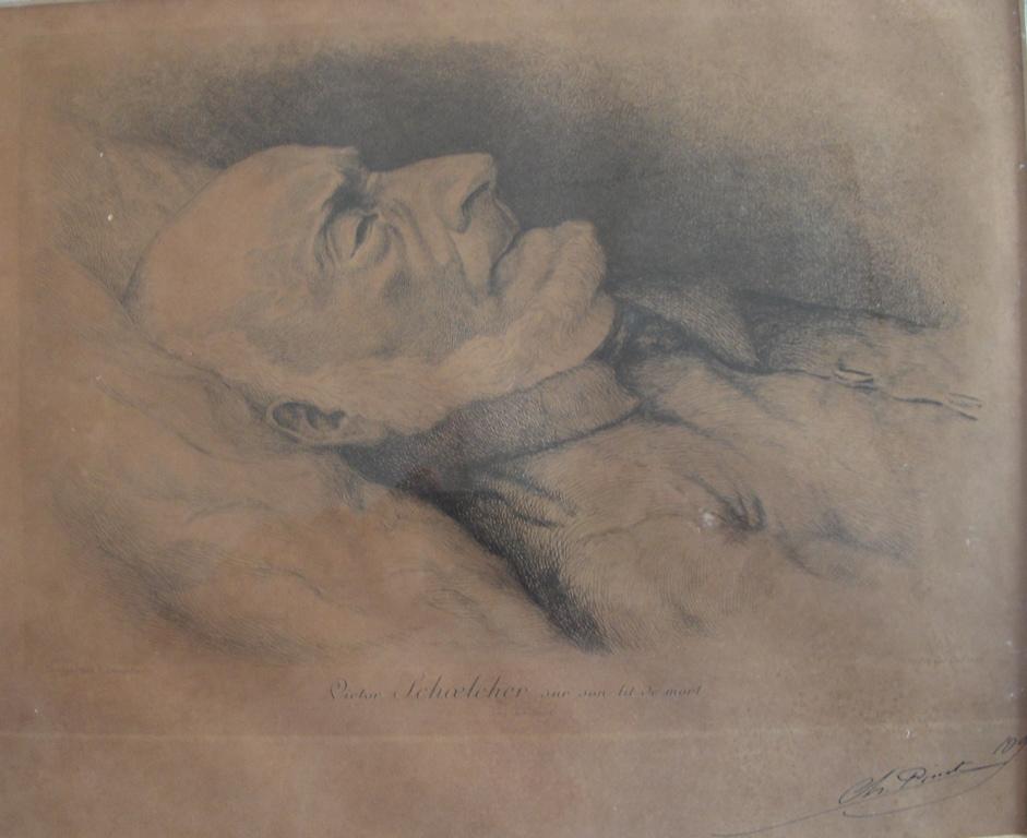 Victor Schoelcher sur son lit de mort, E Decostier, 19e siècle