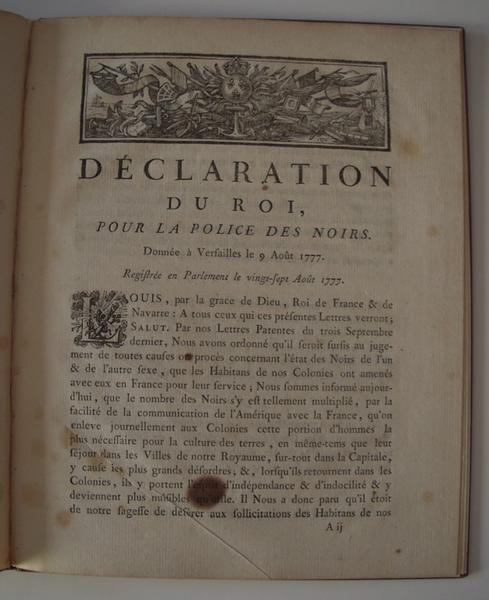 Déclaration du Roi pour la police des Noirs_1