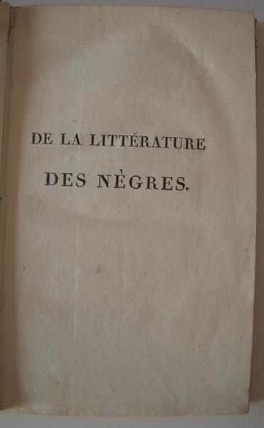 De la littérature des Nègres_0