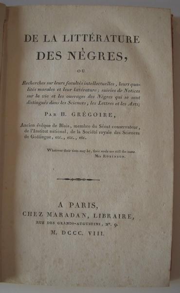 De la littérature des Nègres_1