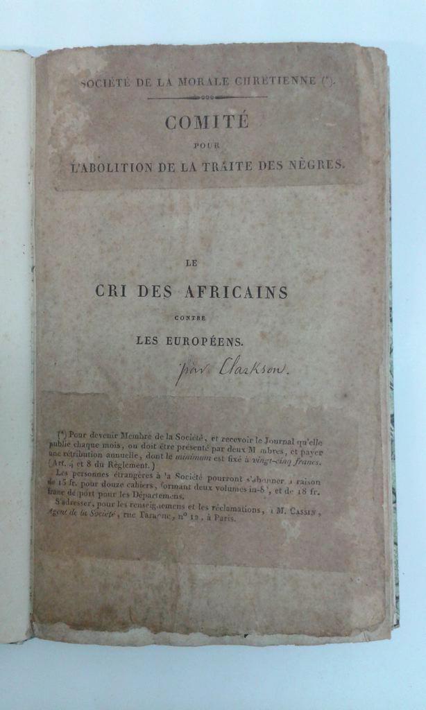Le cri des Africains contre les Européens leurs oppresseurs ou coup d'oeil sur le commerce homicide appelé Traite des Noirs (titre inscrit)_0