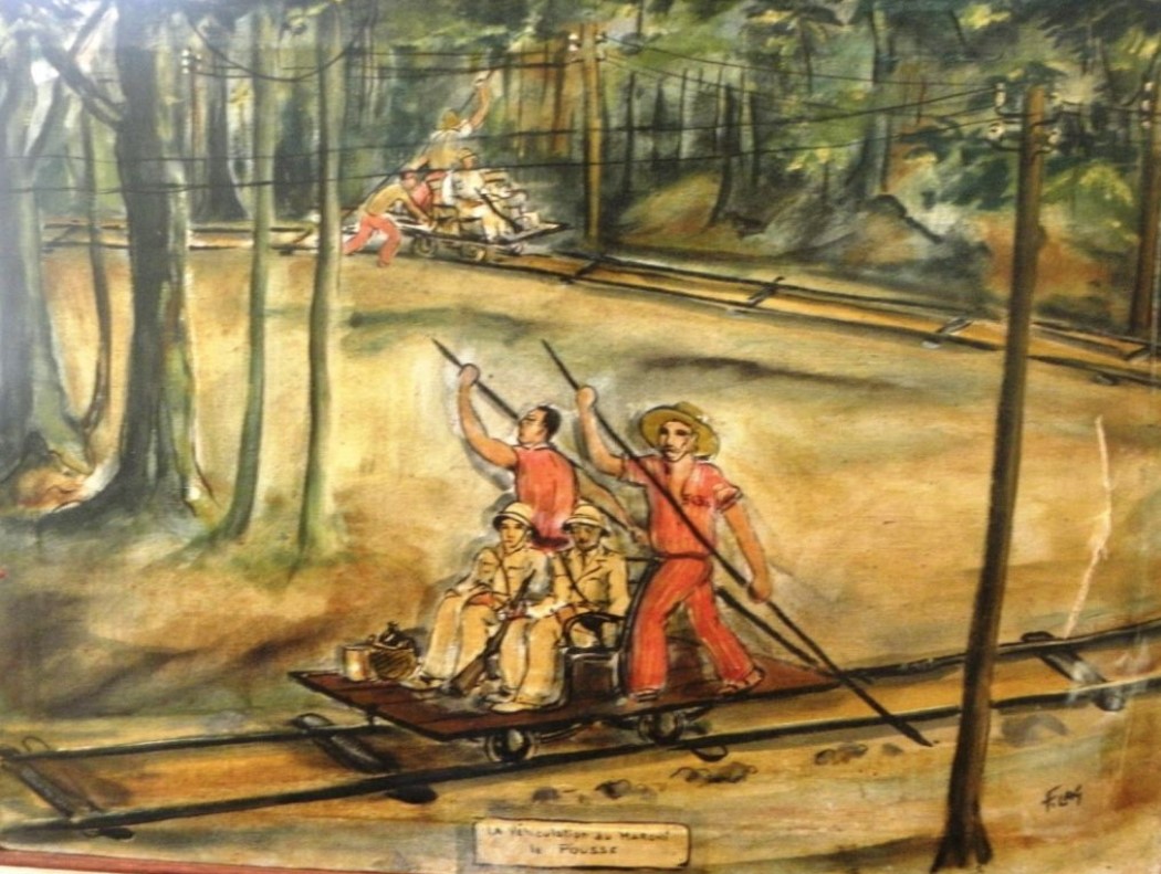 Véhiculation au Maroni : le pousse, Francis Lagrange, 1952