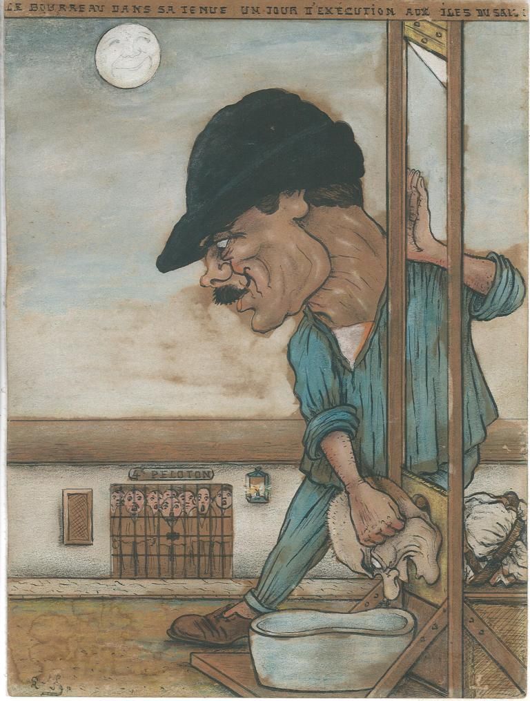 Le bourreau dans sa tenue un jour d'exécution aux Iles du Salut, Lk, 1ère moitié 20e siècle