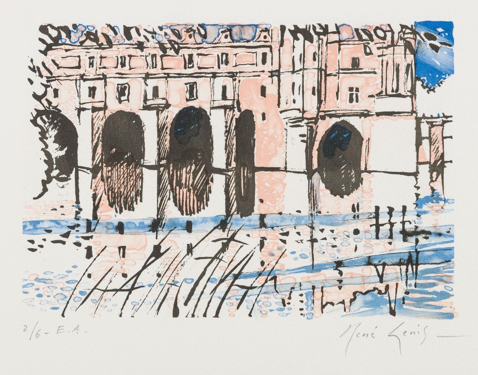 Reflets dans le Cher, René Genis, 3e quart 20e siècle