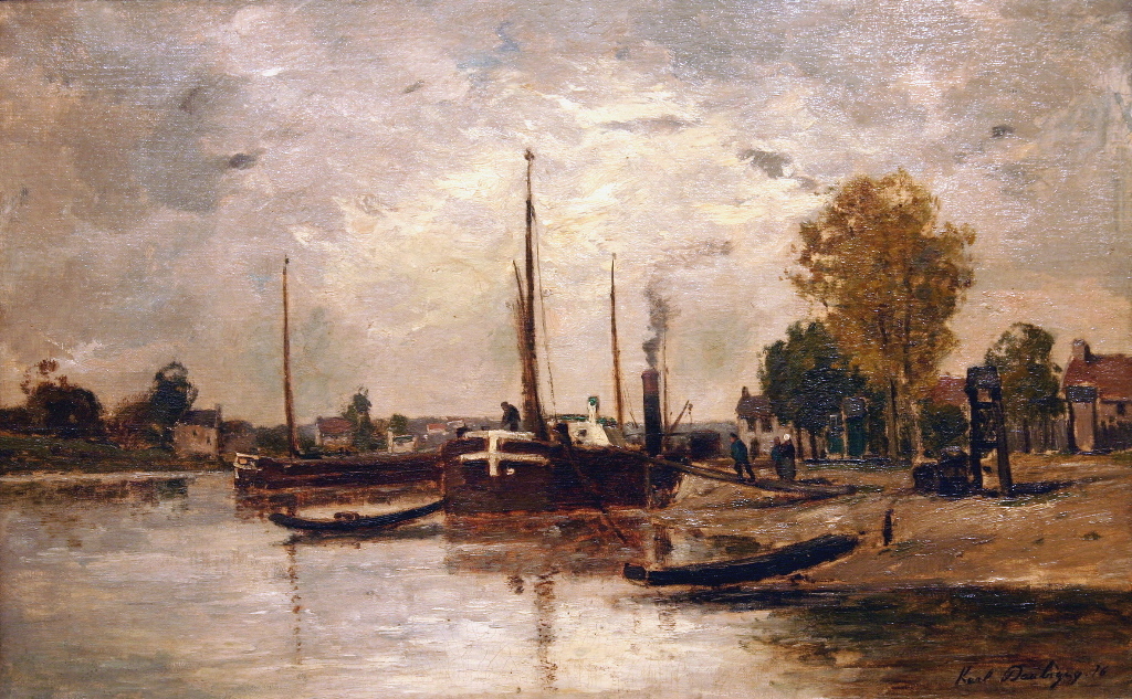 Péniches sur l'Oise, Karl-Pierre Daubigny, 1876