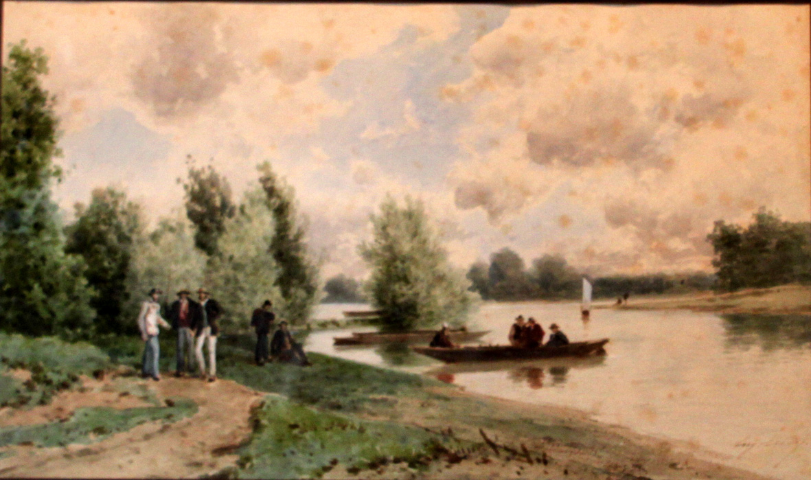 Promenade en barque au bord du Loing, Eugène Ciceri
