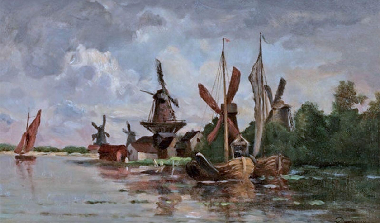 Moulins à Dordrecht, Charles-François Daubigny, 1872