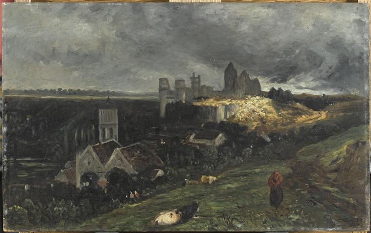 Vue du château de Pierrefonds en ruine, Поль Юэ, 1867