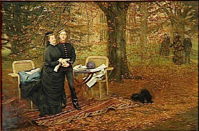 Portrait de l'Impératrice Eugénie et le Prince impérial dans le parc de Campden Palace, Chislehurst_0