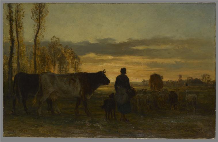Le Retour du troupeau, le soir, Constant Troyon, 19e siècle