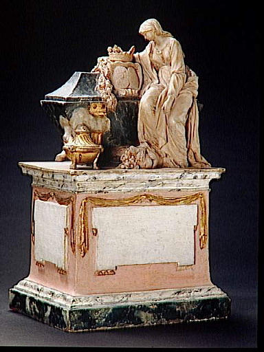 Femme pleurant sur un sarcophage ; Un génie funéraire renverse une torche : au revers_0