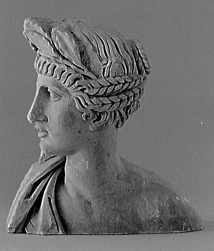 Tête de femme couronnée de lauriers, de profil à gauche_0