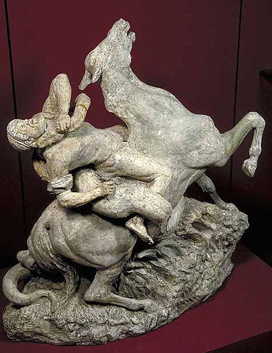 Cavalier nu attaqué par un serpent_0