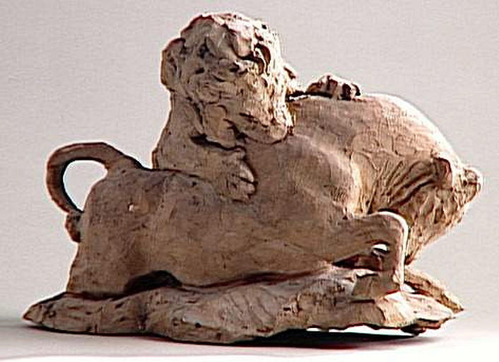 Taureau terrassé par un lion_1