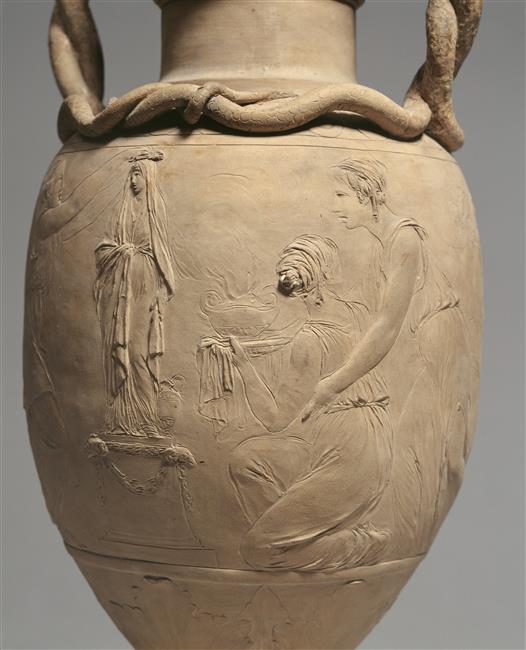 Vase avec décor de dix femmes et un enfant tenant un oiseau_1