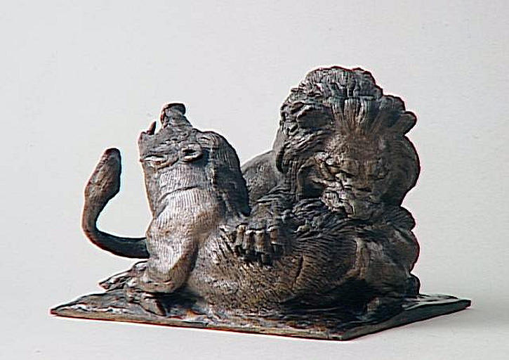 Un lion qui vient de s'élancer sur un sanglier, dit aussi, Lion attaquant un sanglier_0