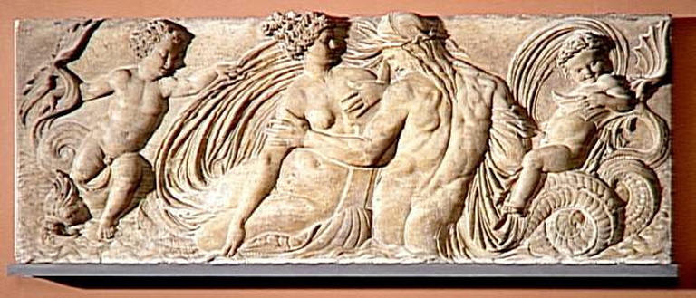 Nymphe et Triton entourés de deux petits Génies_0