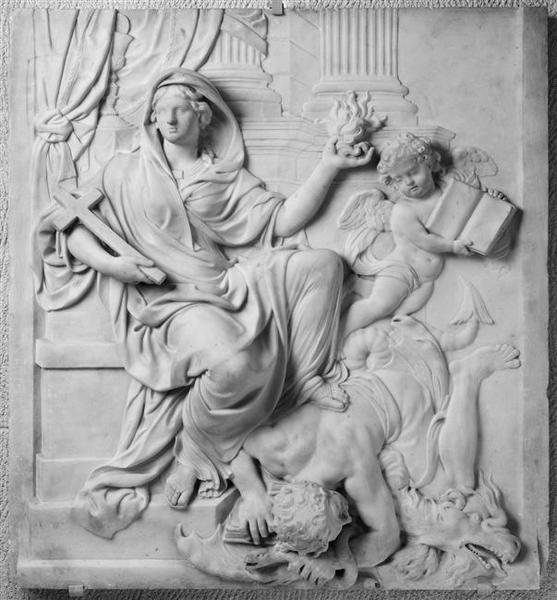 La Religion terrassant l'Hérésie ; également nommée : L'Hérésie terrassée ou Victoire de l'Eglise Catholique sur l'Hérésie_0