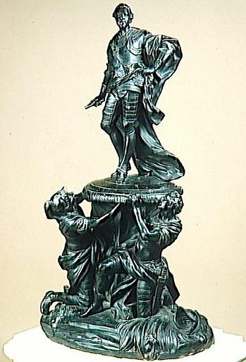 Louis XV porté sur un pavois par trois soldats_0