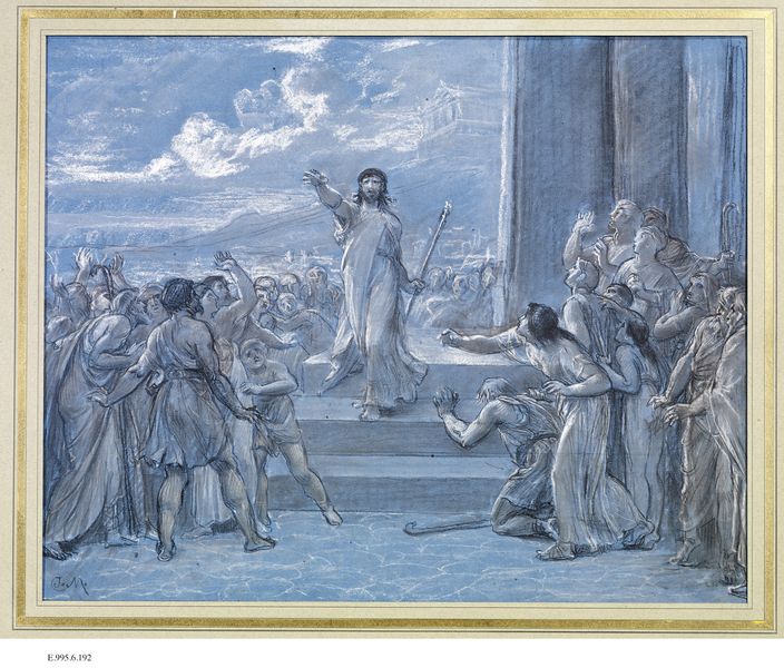 Scène d'Oedipe Roi de Sophocle : "Quel qu'il soit, je défends à tout ce qui respire...", Alexis-Joseph Mazerolle, vers 1885 (création)