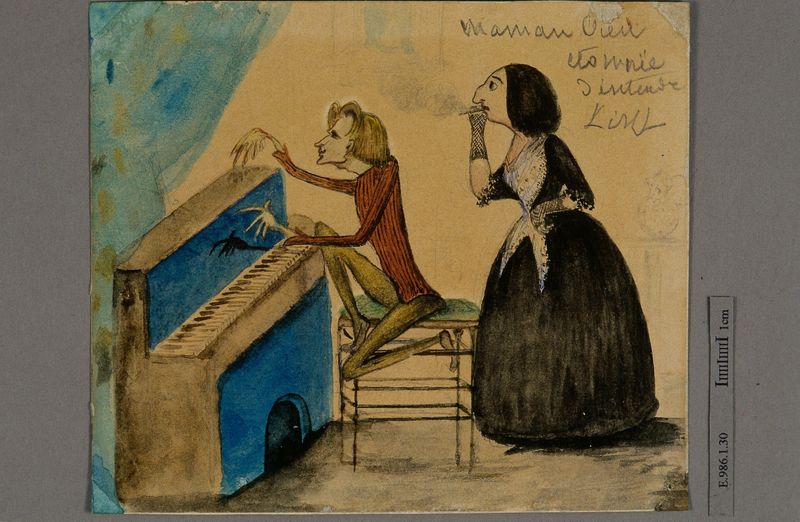 Caricature de Franz Liszt (1811-1886) et George Sand, Maurice Sand, 19e siècle