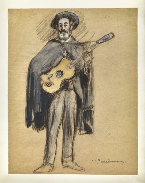 Un guitariste parisien à Montmartre vers 1900, Victor-Joseph Roux-Champion, vers 1900 (création)