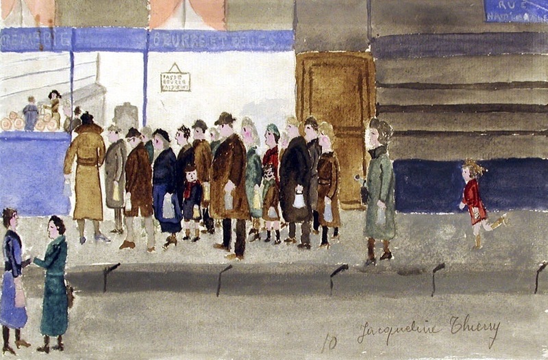 Queue pour le lait rue Nationale, Jacqueline Thierry, 1940