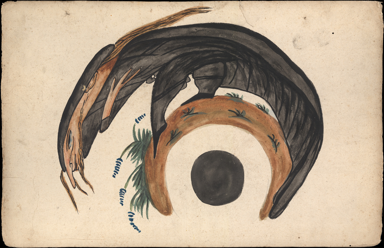 Planche d'anamorphose : homme en train de médire (?), 18e siècle