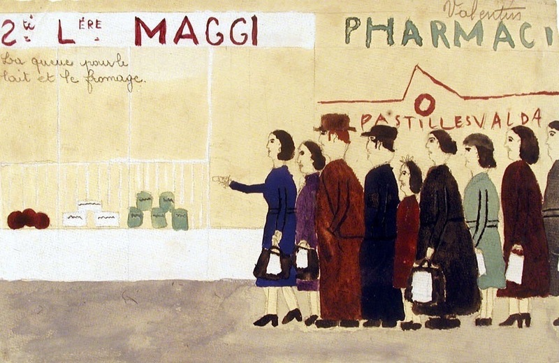 Queue pour le lait rue Nationale, Valentin, 1940