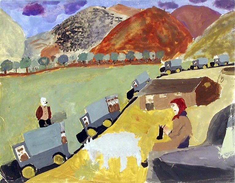 Évacuation des troupes françaises à Comblat-le-Château (Cantal), Jeanine Studinowski, 1940