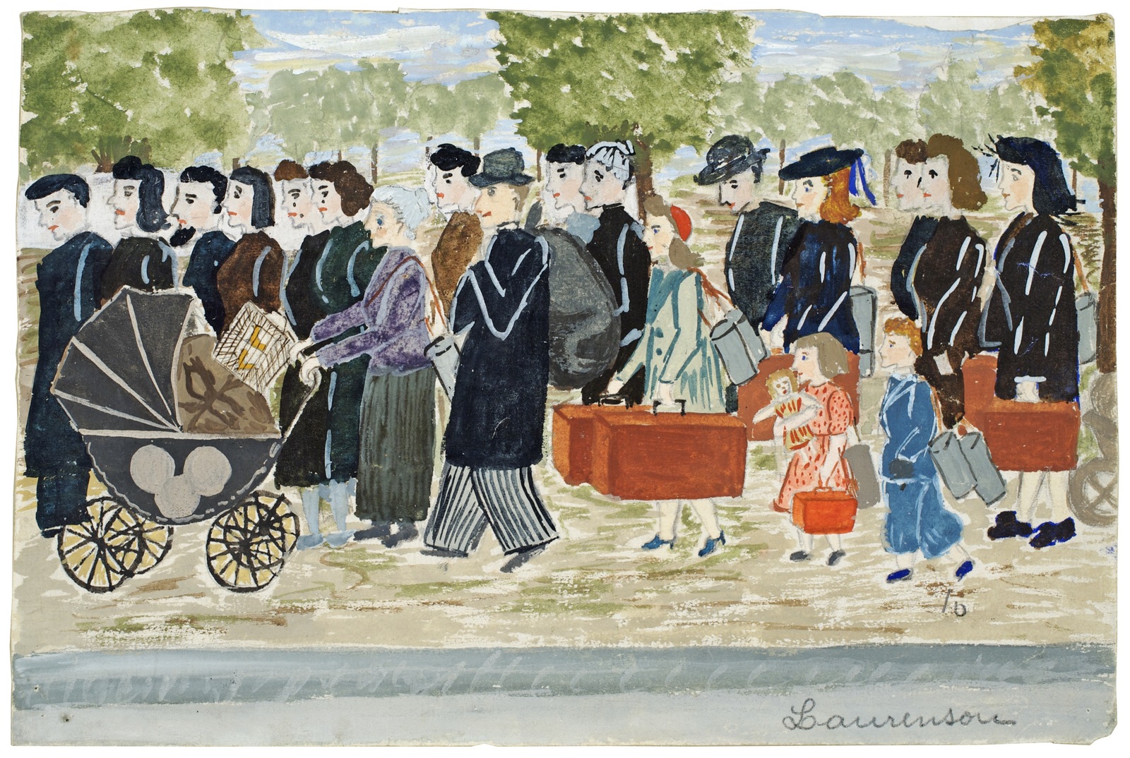 L'Exode le 13 juin 1940 sur la route de Fontainebleau, Régine Laurensou, 1940