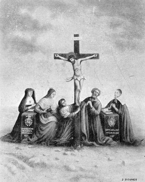 tableau ex-voto : la Crucifixion avec les portraits des donateurs, vue générale