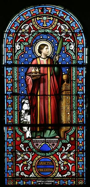 Verrière hagiographique (baie 4) : saint Vincent