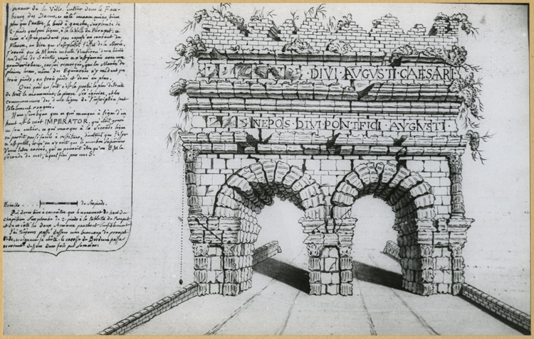 Dessin : élévation de l’arc, façade vers la ville