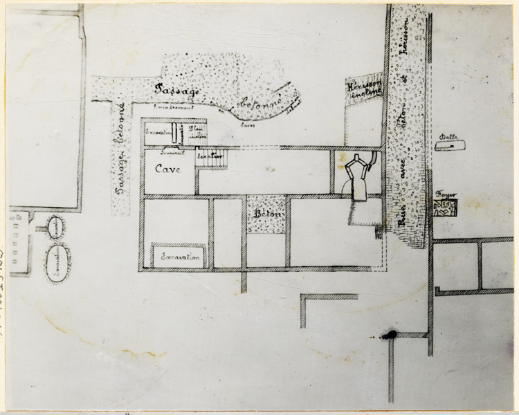 Plan de l’habitation découverte lors des fouilles de 1947 et 1948