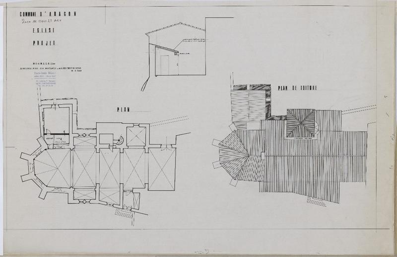 Projet ; plan ; plan de toiture ; coupe.