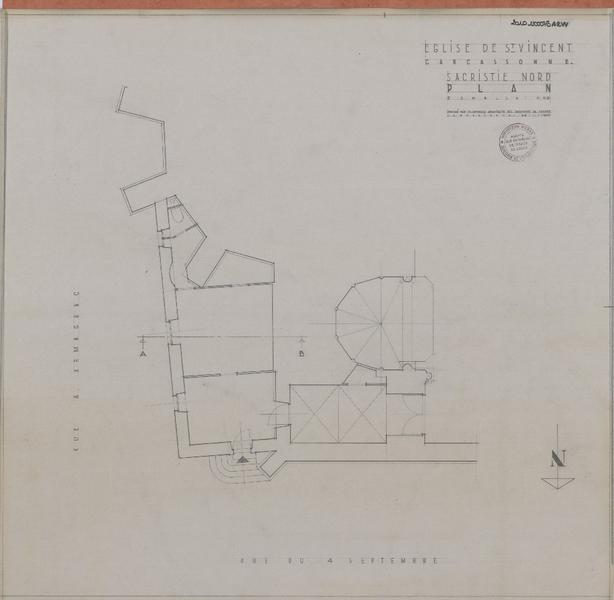 Sacristie nord ; plan.