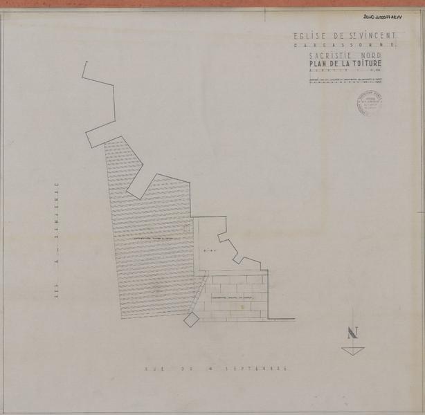 Sacristie nord ; plan de la toiture.