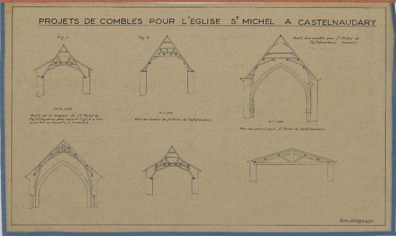 Projet de comble ; coupes transversales.