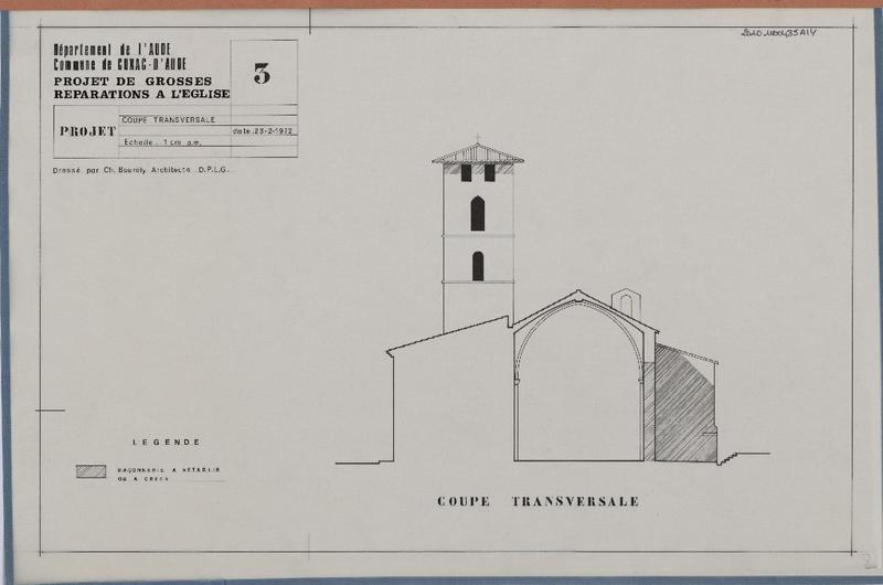 Projet de grosse réparations ; projet ; coupe transversale.