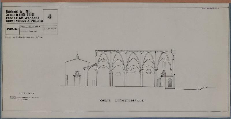 Projet de grosse réparations ; projet ; coupe longitudinale.