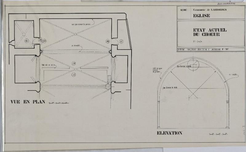 Etat actuel du choeur; plan et élévation