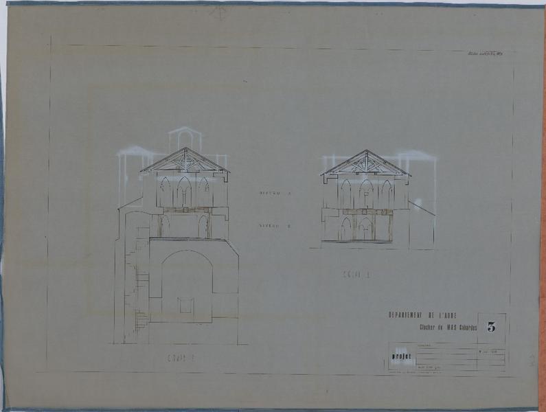 Projet ; deux coupes sur le clocher.